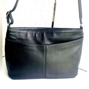 VINTAGE COACH BLACK LARGE BAG PEBBLED LEATHER #6804